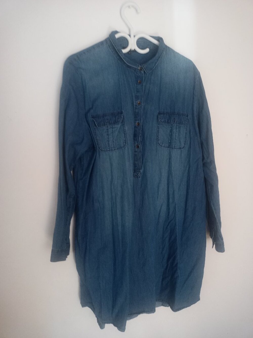 Classic  long-sleeve denim dress in women's XXL